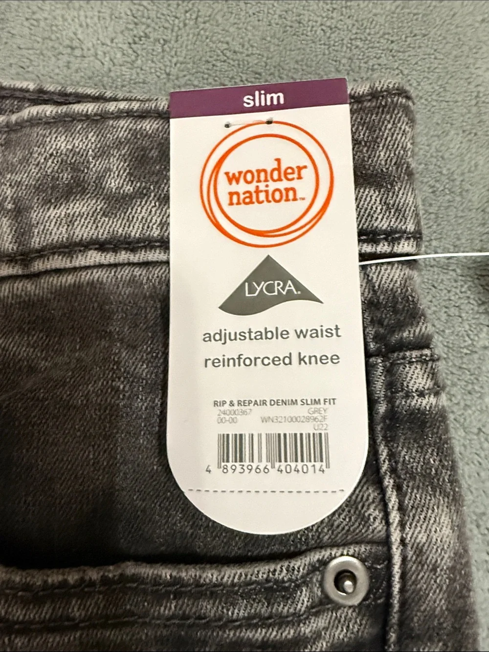 wonder nation Men's Slim Straight Distressed Gray-Black Jeans